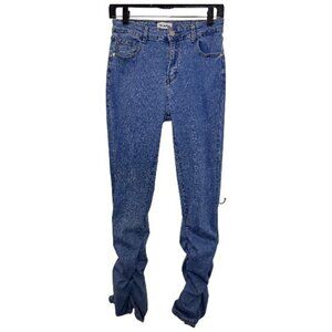 Astonishing Power denim wash garterized hem high rise skinny jeans size M